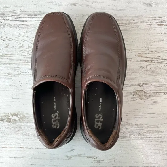 SAS Diplomat Leather Slip On Comfort Dress Loafers Men’s 11 Brown