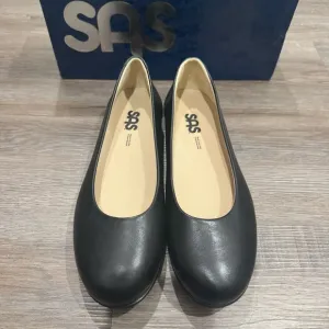 SAS Scenic Black Leather Comfort Ballet Flats