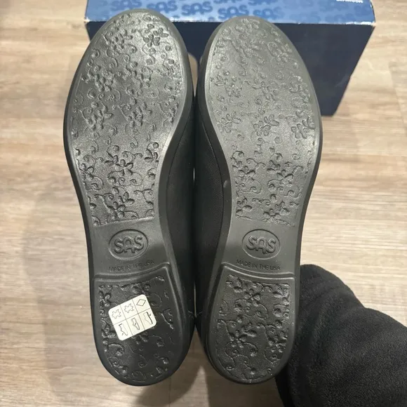 SAS Scenic Black Leather Comfort Ballet Flats