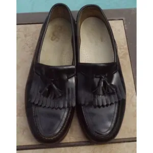 SAS Tassel Kiltie Moc Toe Dress Loafers Men's 11 N Black Leather Slip On Shoes