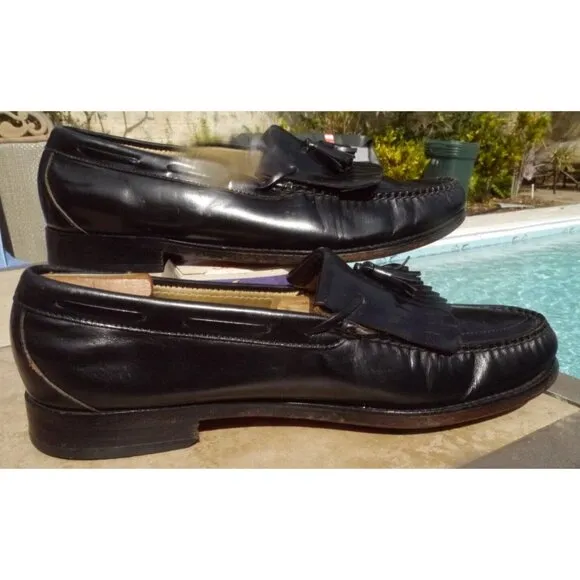SAS Tassel Kiltie Moc Toe Dress Loafers Men's 11 N Black Leather Slip On Shoes