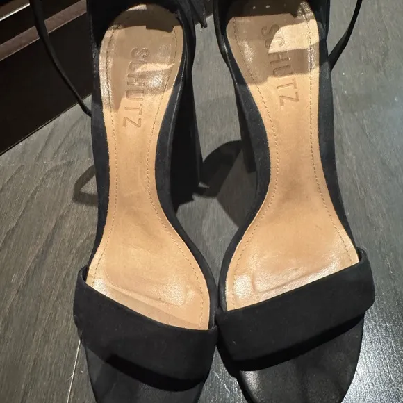 SCHUTZ Black Heels with Strappy Design and Stiletto Heel