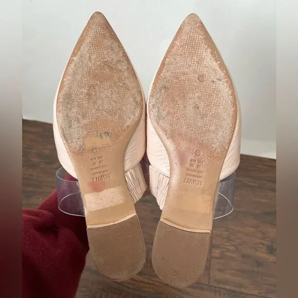 Schutz Pointed Toe Patent Leather Clear Strap Flats Pink Size EU 37 US 7