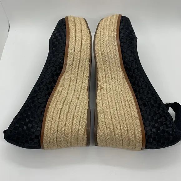 Schutz Stefania Flatform Espadrilles Black Woven Shoe Black 8B Leg Tie Up Strap