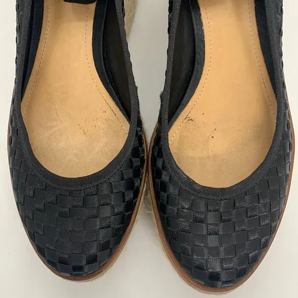 Schutz Stefania Flatform Espadrilles Black Woven Shoe Black 8B Leg Tie Up Strap