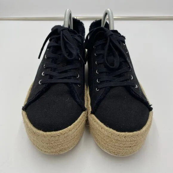 Schutz Women's Black Canvas Lace Up Luana Platform Espadrilles Size 8.5
