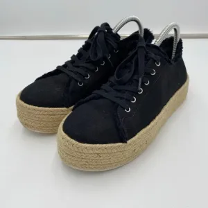 Schutz Women's Black Canvas Lace Up Luana Platform Espadrilles Size 8.5