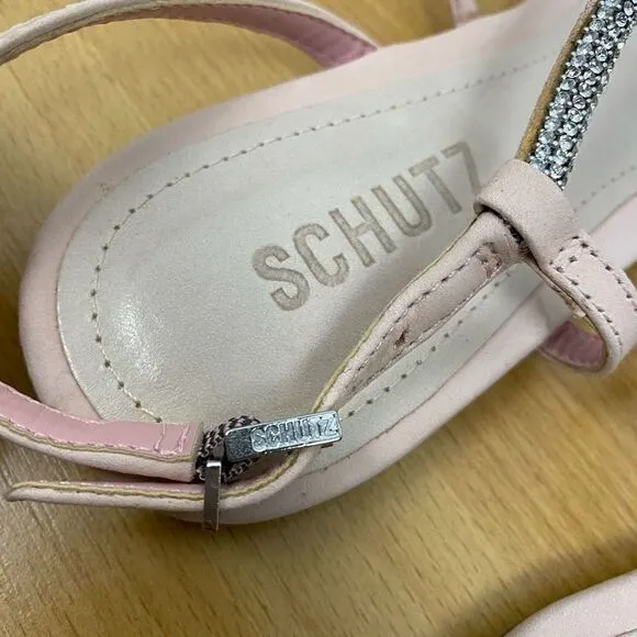 Schutz Georgia Lee Crystal-Embellished Leather Sandals 8