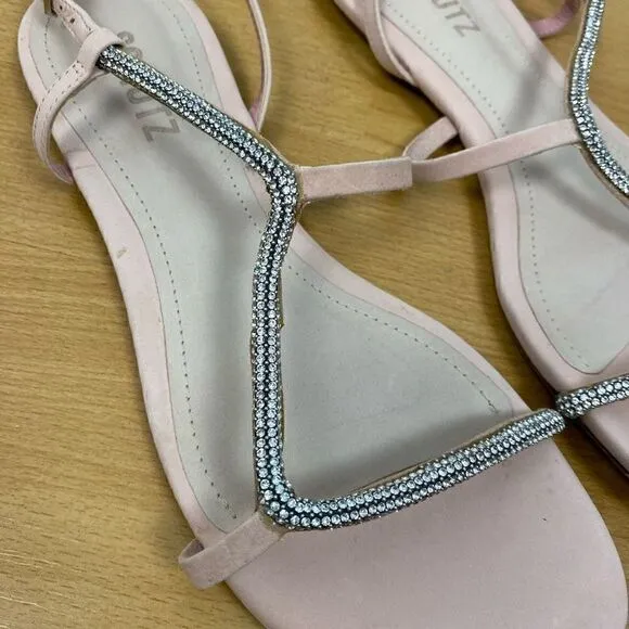 Schutz Georgia Lee Crystal-Embellished Leather Sandals 8