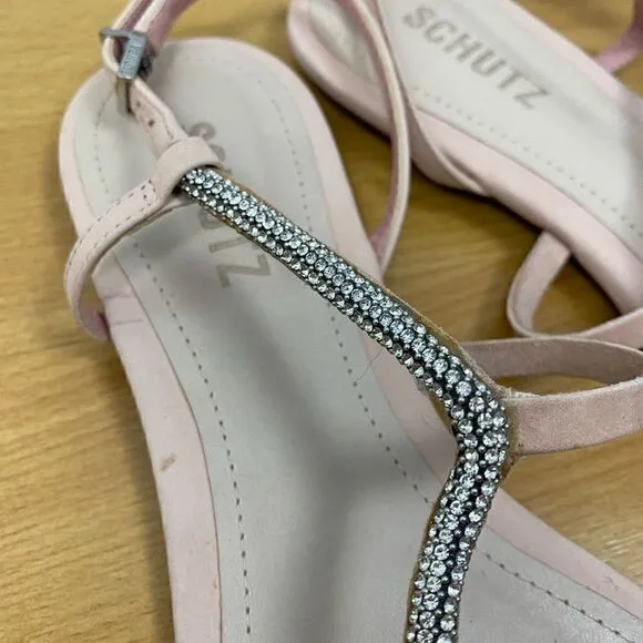 Schutz Georgia Lee Crystal-Embellished Leather Sandals 8