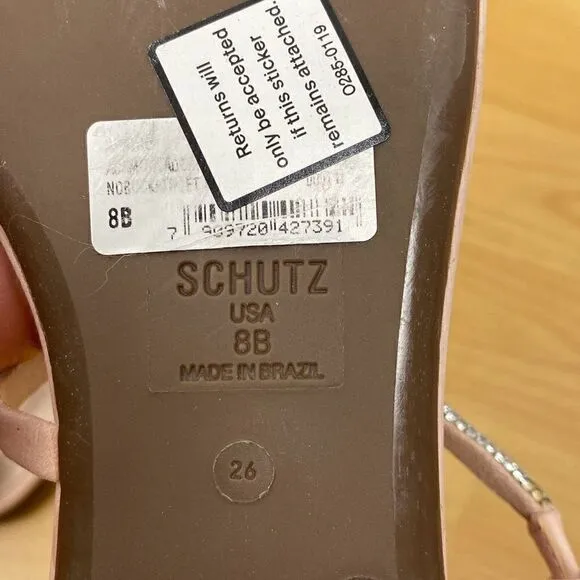 Schutz Georgia Lee Crystal-Embellished Leather Sandals 8