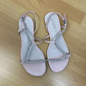 Schutz Georgia Lee Crystal-Embellished Leather Sandals 8