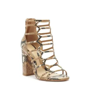 Schutz Womens Snakeskin Print Leather Caged Gladiator Julianna Sandals Tan 9.5