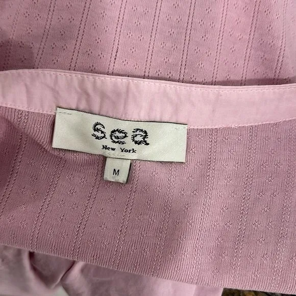 SEA NEW YORK Lilac Cotton Salome Button Down Midi Dress Size M