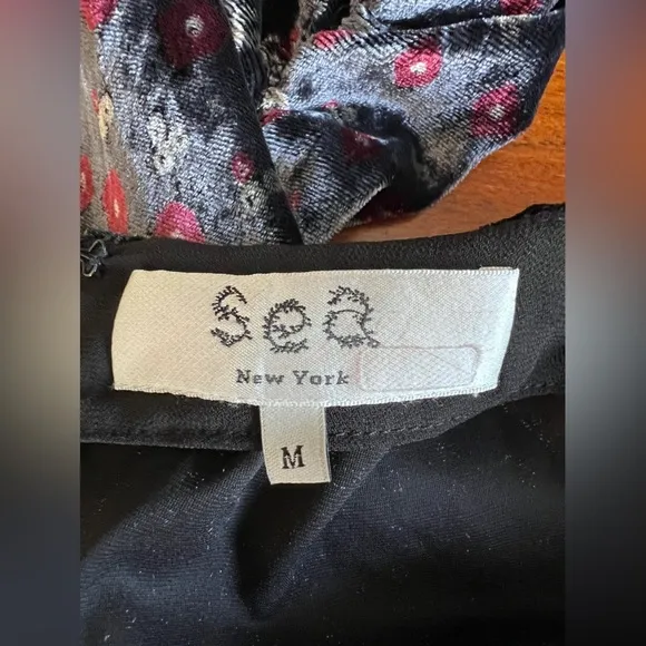 Sea NY Delphine Velvet Midi Dress Size Medium Black