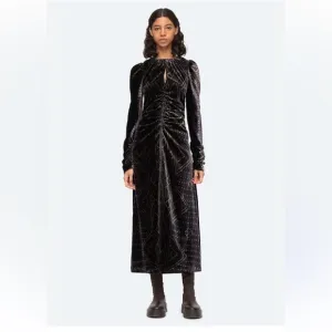 Sea NY Delphine Velvet Midi Dress Size Medium Black