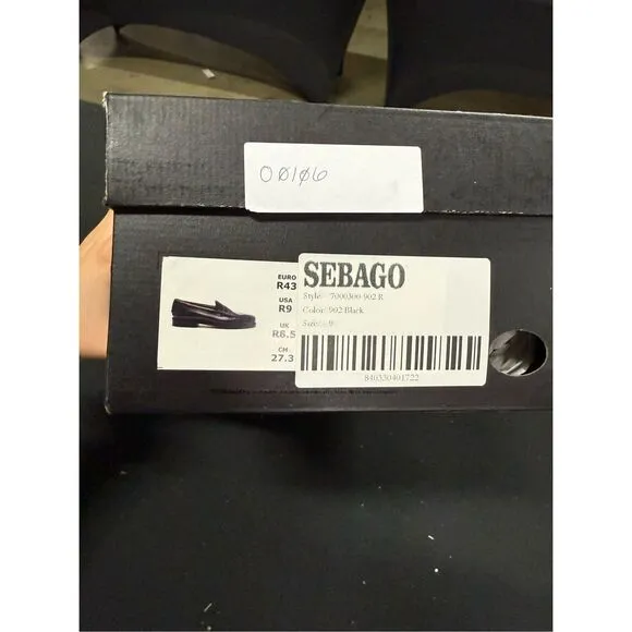 Sebago Classic Dan Black Leather Moccasin Loafers 9