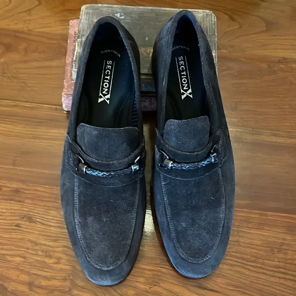 Section X Loafers Men's ‘Saint’ Braid Bit Venetian Brown Suede Leather Shoes