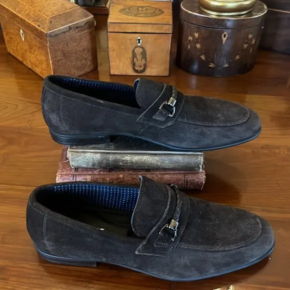 Section X Loafers Men's ‘Saint’ Braid Bit Venetian Brown Suede Leather Shoes