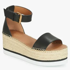 SEE BY Chloé Women's Ankle Strap Glyn Flatform Wedge Espadrilles Size 8 US NWT