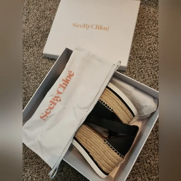 SEE BY Chloé Women's Ankle Strap Glyn Flatform Wedge Espadrilles Size 8 US NWT