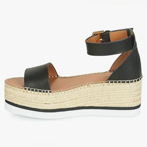 SEE BY Chloé Women's Ankle Strap Glyn Flatform Wedge Espadrilles Size 8 US NWT