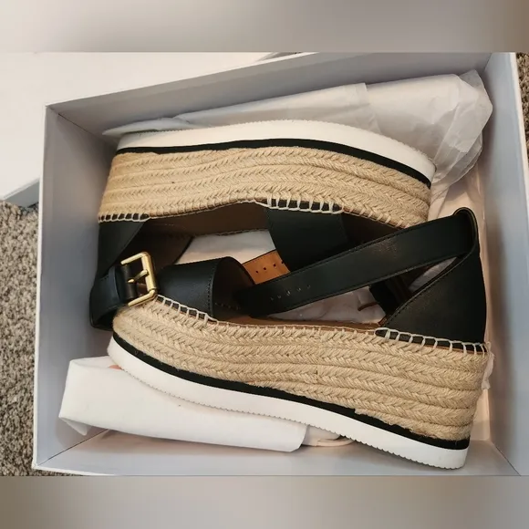 SEE BY Chloé Women's Ankle Strap Glyn Flatform Wedge Espadrilles Size 8 US NWT
