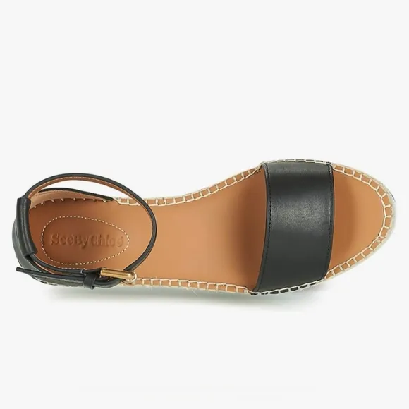 SEE BY Chloé Women's Ankle Strap Glyn Flatform Wedge Espadrilles Size 8 US NWT