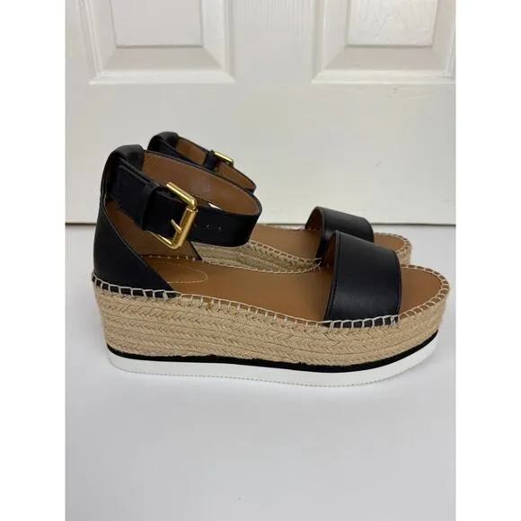 SEE BY CHLOE BLACK GLYN FLATFORM ESPADRILLES