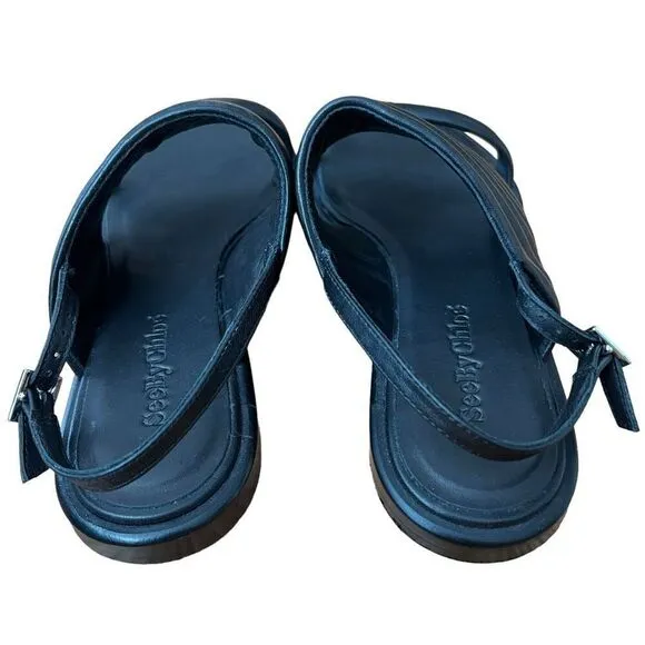 See by Chloe Black Leather Flat Strappy Sandals Size 36.5 US 6.5