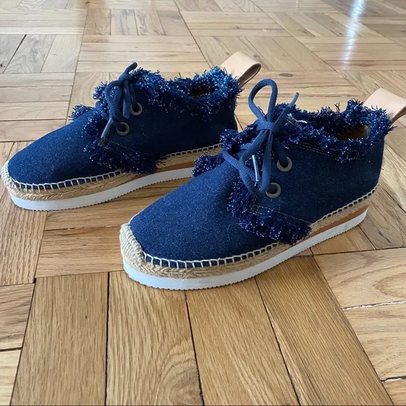 See by Chloe Denim Lace Up Espadrilles