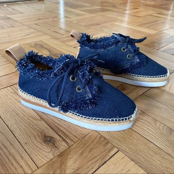 See by Chloe Denim Lace Up Espadrilles