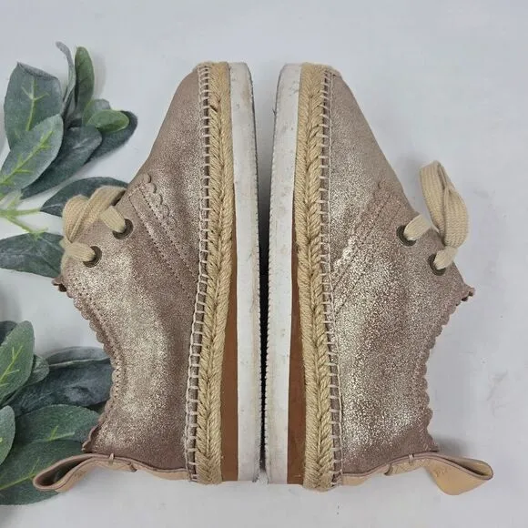 SEE BY CHLOE Glyn Scalloped Metallic Espadrilles Sneakers Size 37