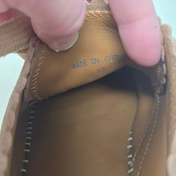 SEE BY CHLOE Glyn Scalloped Metallic Espadrilles Sneakers Size 37