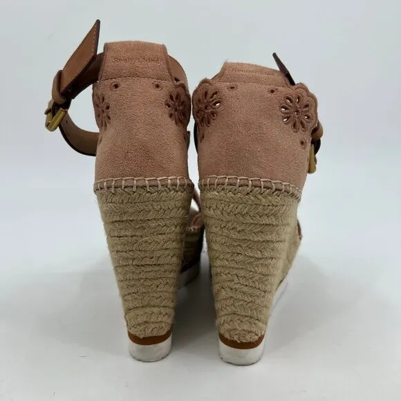 See By Chloe Pink Tan Eyelet Espadrille Wedges | Size 39EU