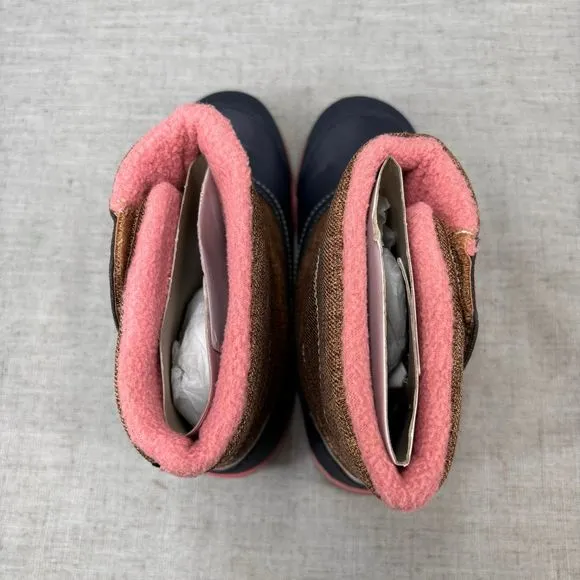 See Kai Run Baker Boots NEW! Brown Pink Navy Pull On Waterproof Insulated Size 3