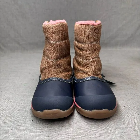 See Kai Run Baker Boots NEW! Brown Pink Navy Pull On Waterproof Insulated Size 3