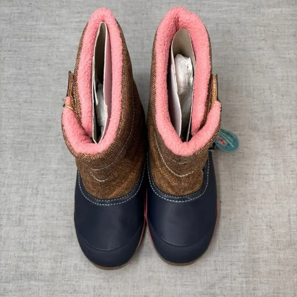 See Kai Run Baker Boots NEW! Brown Pink Navy Pull On Waterproof Insulated Size 3