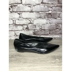 Sergio Rossi Black Patent Leather Pointed Toe Ballet Flats Women Sz 39EU/8.5M US