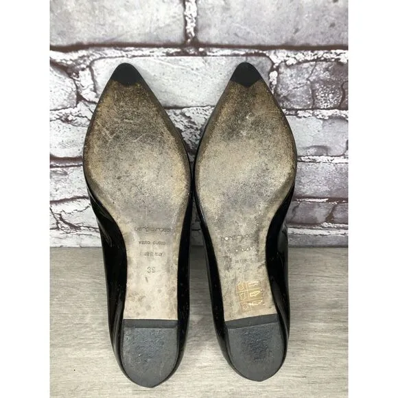 Sergio Rossi Black Patent Leather Pointed Toe Ballet Flats Women Sz 39EU/8.5M US