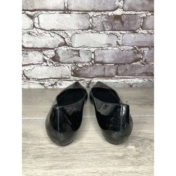 Sergio Rossi Black Patent Leather Pointed Toe Ballet Flats Women Sz 39EU/8.5M US