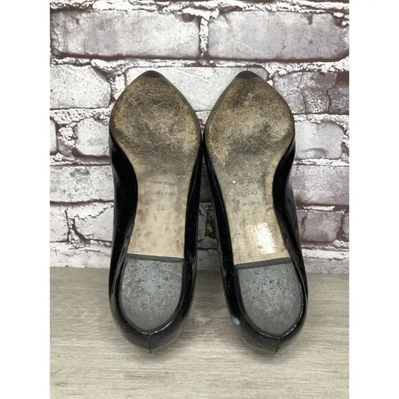 Sergio Rossi Black Patent Leather Pointed Toe Ballet Flats Women Sz 39EU/8.5M US