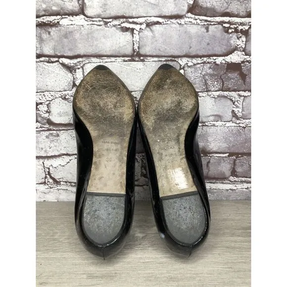Sergio Rossi Black Patent Leather Pointed Toe Ballet Flats Women Sz 39EU/8.5M US