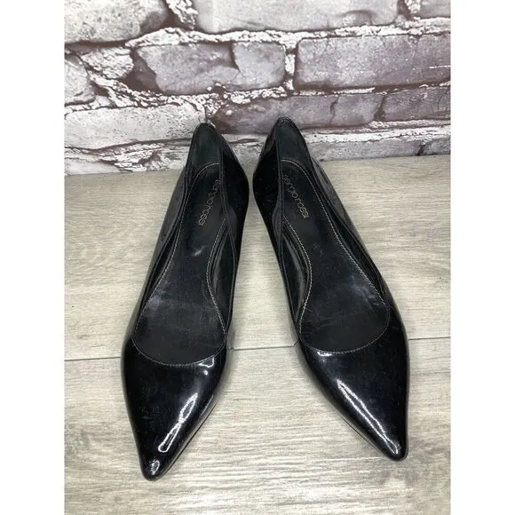 Sergio Rossi Black Patent Leather Pointed Toe Ballet Flats Women Sz 39EU/8.5M US