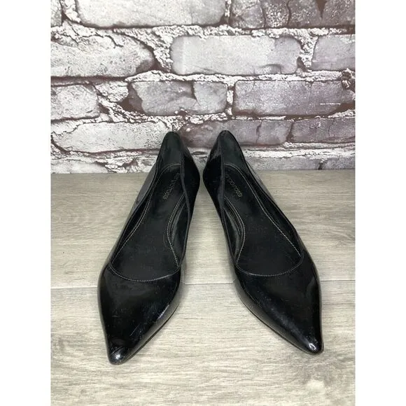 Sergio Rossi Black Patent Leather Pointed Toe Ballet Flats Women Sz 39EU/8.5M US