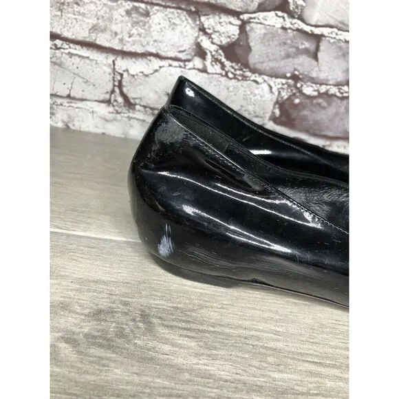 Sergio Rossi Black Patent Leather Pointed Toe Ballet Flats Women Sz 39EU/8.5M US