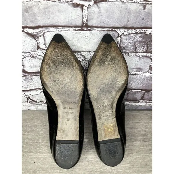 Sergio Rossi Black Patent Leather Pointed Toe Ballet Flats Women Sz 39EU/8.5M US
