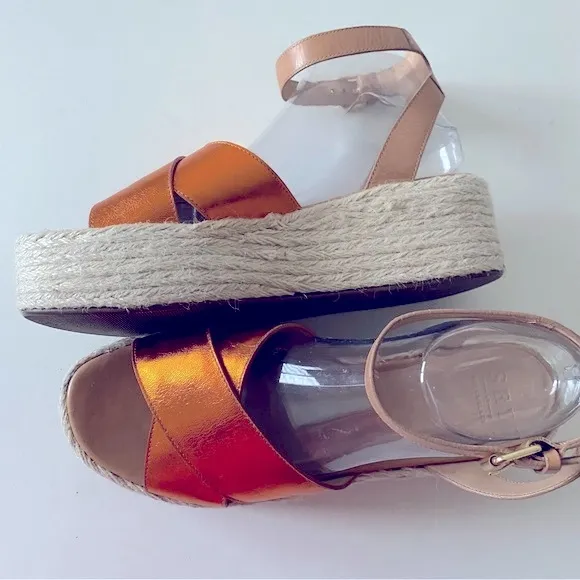 SEY by Seychelles, Cadence, Platform Metallic Orange Espadrilles