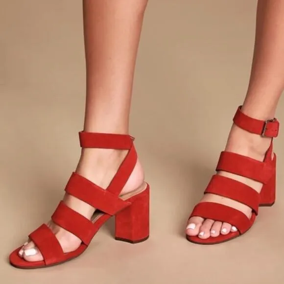Seychelles Red Suede Leather High Heel Sandals