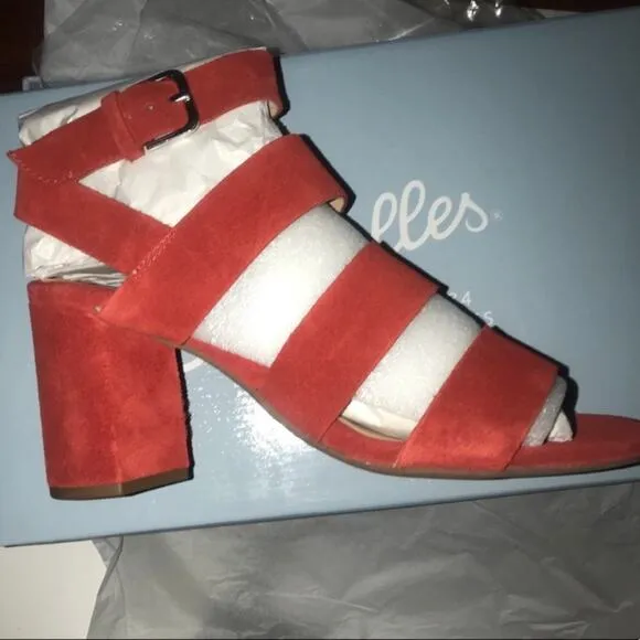 Seychelles Red Suede Leather High Heel Sandals